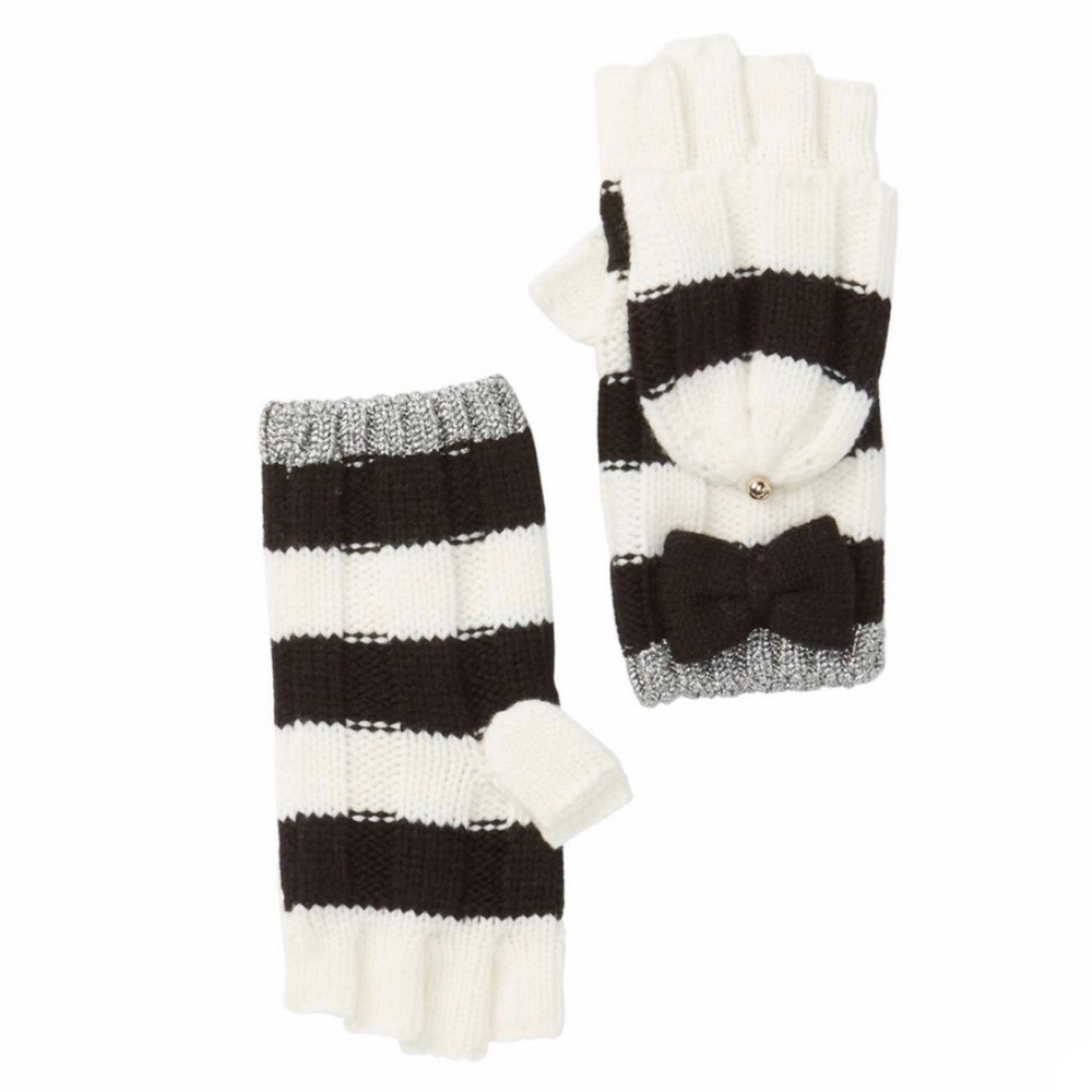 ♠️ Kate Spade Stripe Convertible Mittens /Gloves - Picture 4 of 4